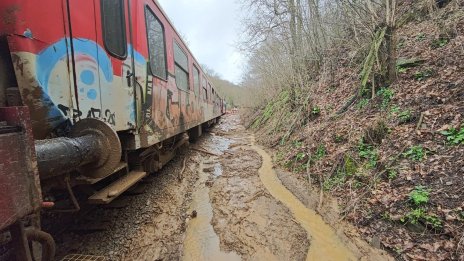 Скална маса дерайлира влак на БДЖ, има пострадали
