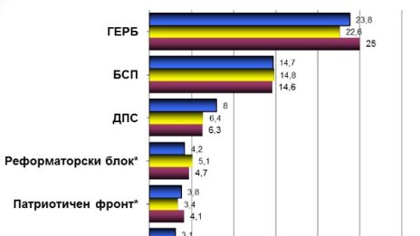 Данните заспаха: ГЕРБ - 23%, БСП - 14% , в НС – 5+2
