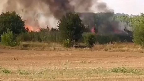 Магистрала "Марица" е затворена заради пожар