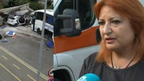 Автобусът с мигранти за малко не ударил линейка по време на гонката