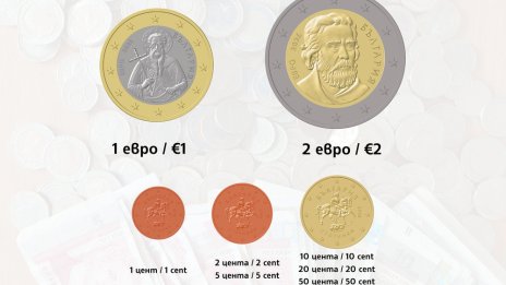 Вижте как ще изглеждат българските евромонети с номинал 1, 2, 5, 10, 20 и 50 евроцента