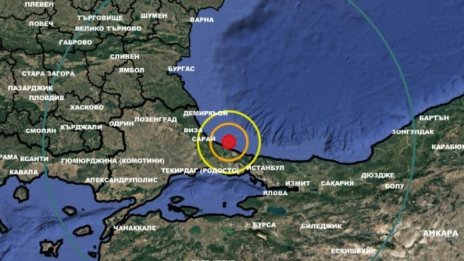 Земетресение в Черно море, близо до България