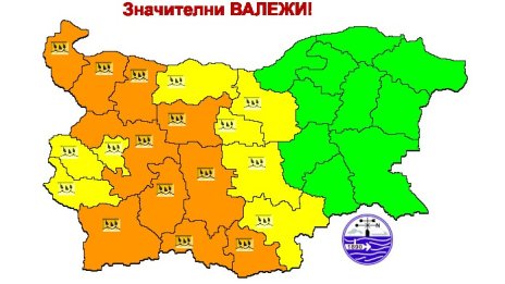 НИМХ: Обявен е оранжев код за валежи в 10 области