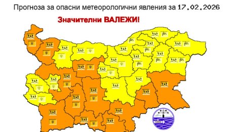 Жълт и оранжев код за значителни валежи за цялата страна