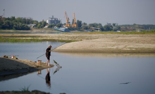 В кадър: Нивото на река Дунав продължава да спада 