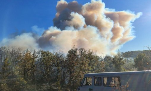 Пожарът в Ивайловградско навлезе на територията на Гърция
