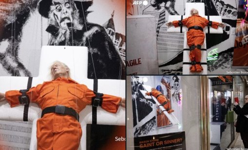 "Светец или грешник“? Британски художник разпна Тръмп в скулптура