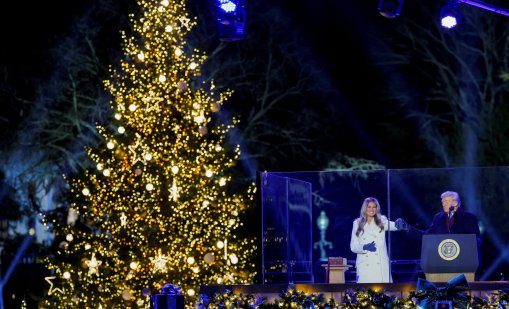 Първата дама на САЩ запали светлините на коледното дърво край Белия дом