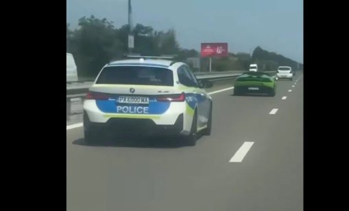 Защо полицейска кола ескортира скъпо Ламборгини по АМ "Тракия"? ВИДЕО