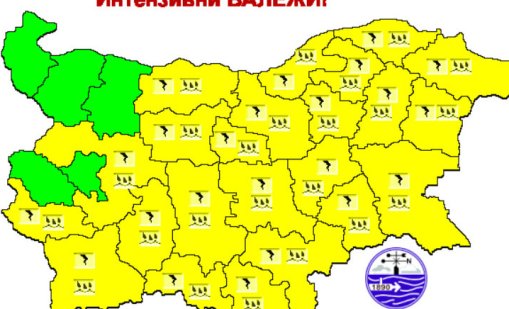 Жълт код за гръмотевични бури, температурите падат