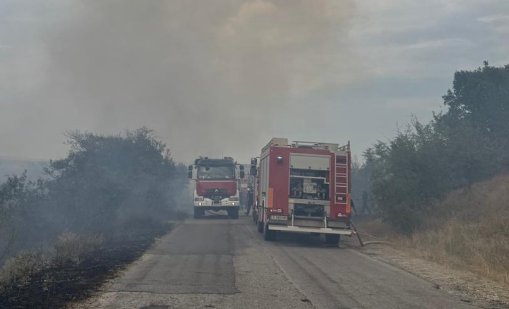 Пожар горя до болницата и вилната зона на Харманли