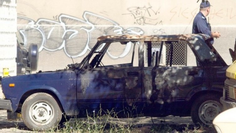 Обгорената лада. Снимка: БГНЕС