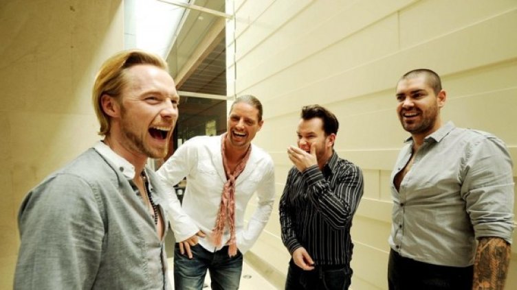 Момчетата от Boyzone (отляво надясно): Ронан Кийтинг, Шейн Линч, Стивън Гейтли, Кийт Дъфи. Снимка: БГНЕС