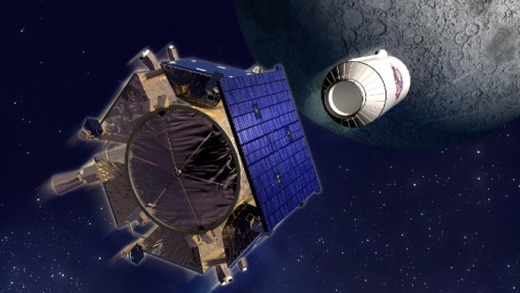 Отделянето на Centaur от LCROSS. Компютърна графика: НАСА