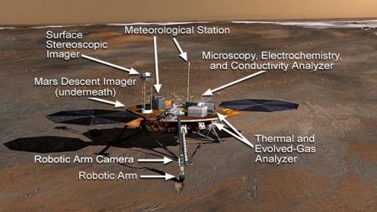 Апаратът Phoenix. Изображение: НАСА