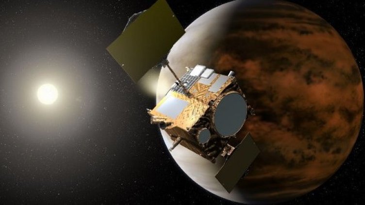 Компютърeн модел на "Акацуки" в орбита около Венера. Изображение: JAXA