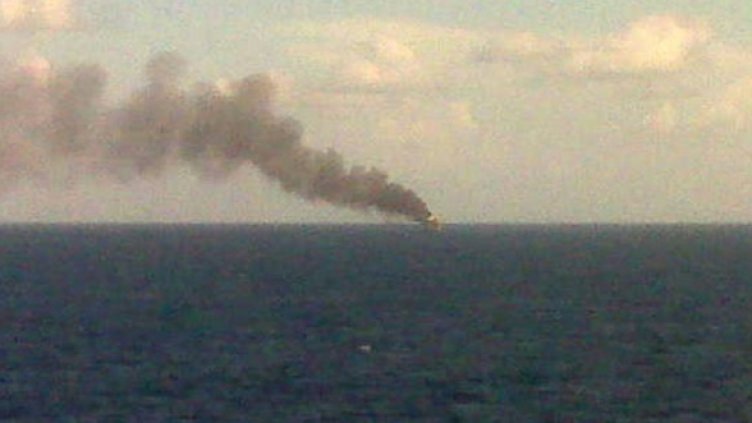 Пожарът на платформата на „Маринър енерджи”. Снимка: БГНЕС