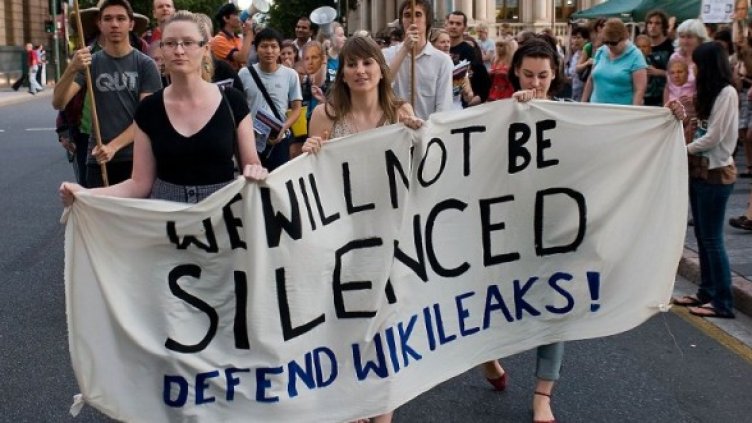 Демострация в подкрепа на Джулиан Асандж в Брисбейн, Австралия. Снимка: Getty Images/Guliver Photos