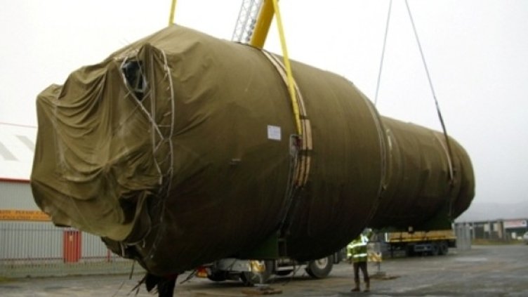 Единият от модулите "Алмаз", пристигнали на о. Ман за изследвания, тестване и довършване. Снимка: Excalibur Almaz