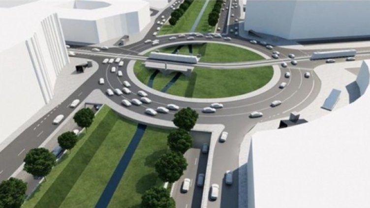 Движещите се направо по бул. Сливница ще минават транзит под кръстовището, слизайки на нивото на Владайска река. Снимка: Столична община