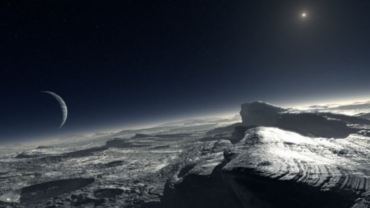 Пластове от метан върху повърхността на Плутон. Изображение: ESO/L. Cal&#231;ada