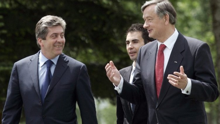 Георги Първанов със словенския си колега Данаило Тюрк. Снимка: БТА