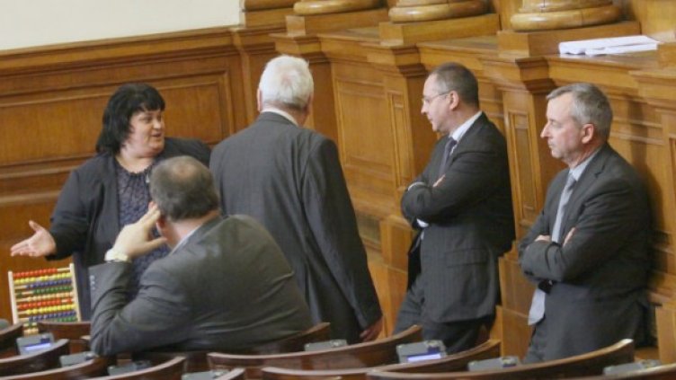 Фидосова обяснява на Станишев, че не може да смята. Снимка: БТА