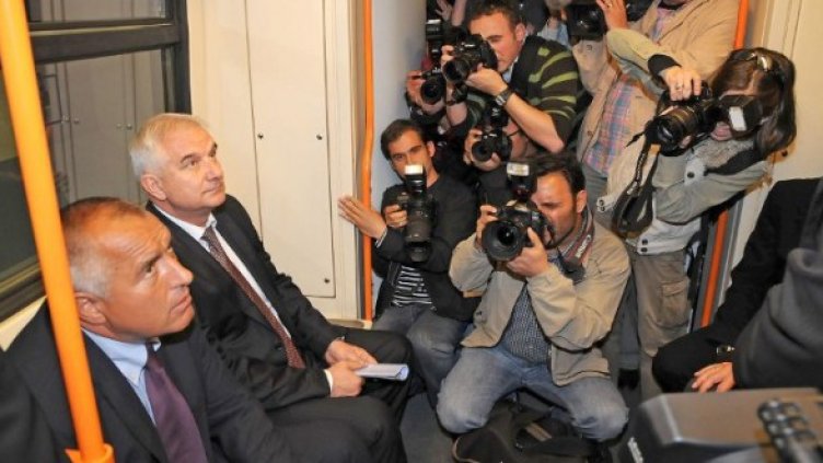 Kметът Бойко Борисов при откриването на метрото Обеля - Младост, май 2009 г. Снимка: Архив, Булфото