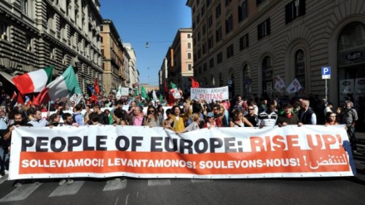 Протестите в Рим. Снимка: БТА