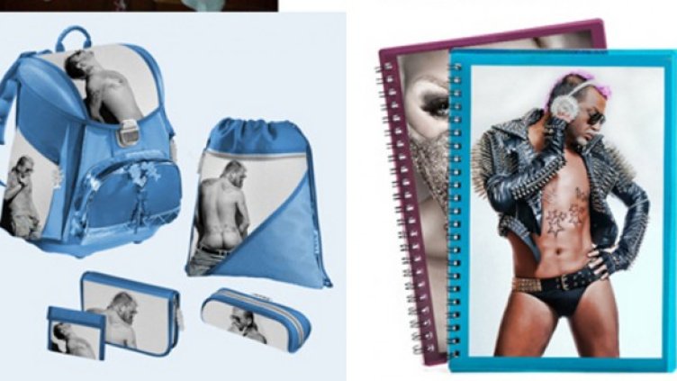 Русначетата ходят с раници и тетрадки с лика на Азис. Снимка: Диапазон Рекърдс