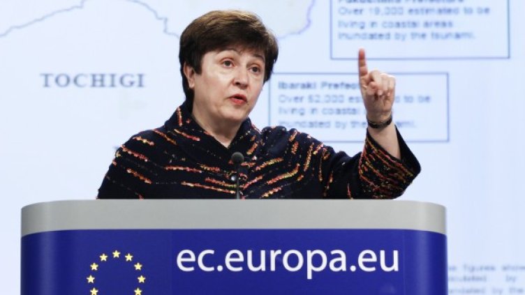 Кристалина Георгиева по време на пресконференция в Брюксел. Снимка: Reuters