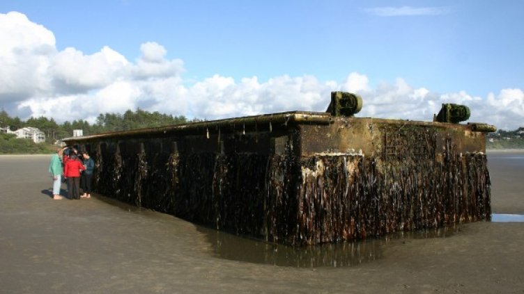 Голям къс бетон и желязо, откъртен от вълните цунами в Япония, достигна крайбрежието на САЩ. Снимка: Reuters