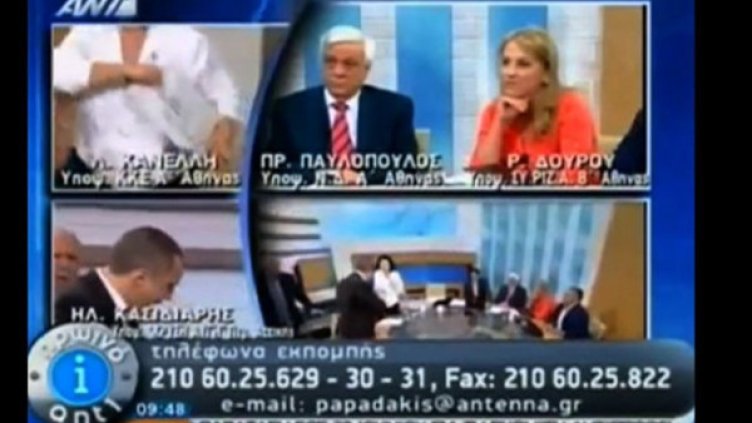 Депутат раздава шамари на дами на тв дебат в Гърция 