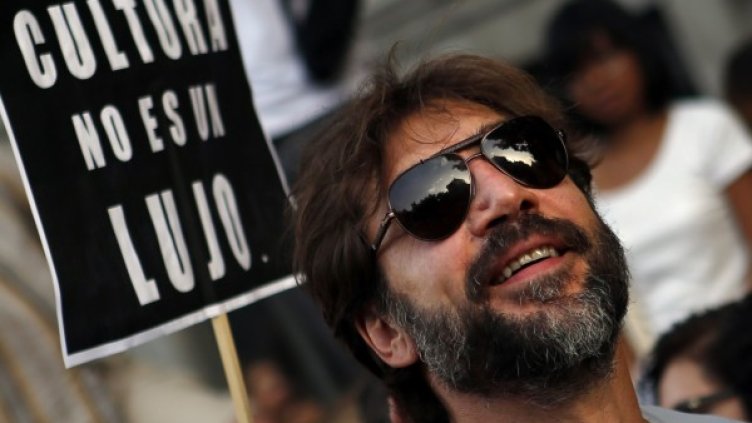 Хавиер Бардем участва в протест срещу правителствените мерки за икономии. Снимка: Reuters
