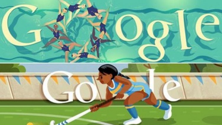 По време на Олимпийските игри в Лондон Google сменяше всеки ден рисунката  - с различен спорт, на стартовата си страница. Снимка: Google