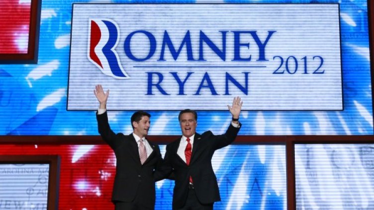 Мит Ромни с номинирания за вицепрезидент Пол Райън. Снимка: Reuters