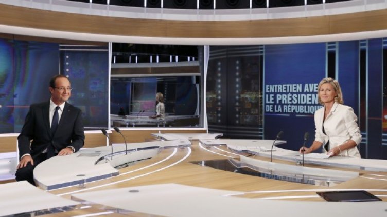 Оланд в телевизионното студио. Снимка: Ройтерс