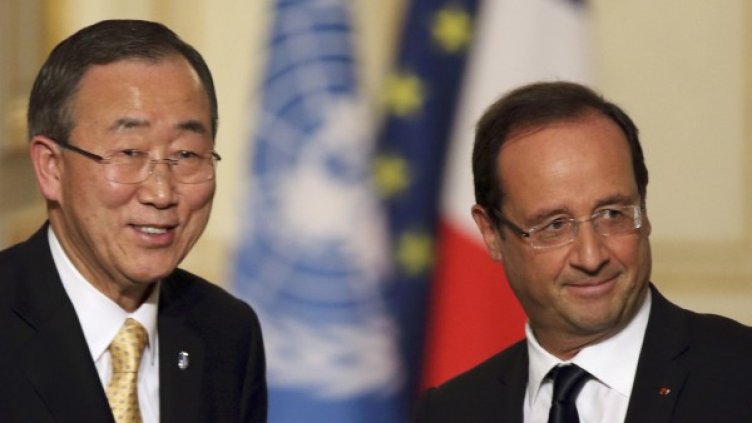 Бан Ки Мун и Франсоа Оланд. Снимка: Reuters