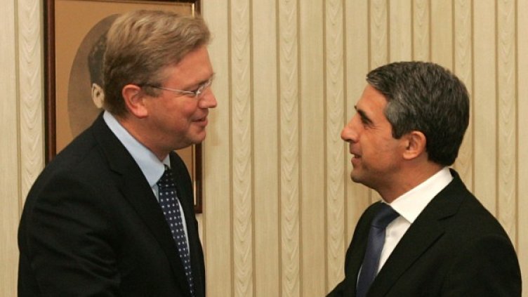 Президентът Плевнелиев се срещна с еврокомисаря Щефан Фюле. Снимка: БТА