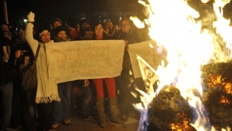 Протестът в Марибор. Снимка: Reuters