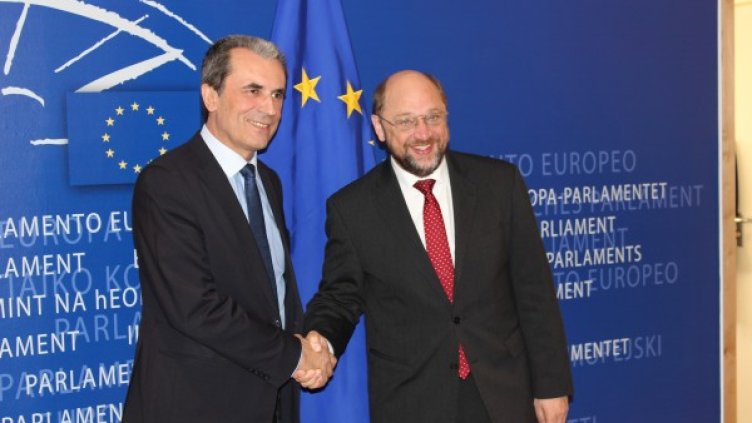 Пламен Орешарски и Мартин Шулц. Снимка: Пресцентър БСП