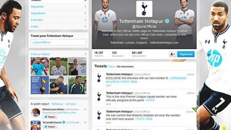 Страницата на Тотнъм в Twitter.