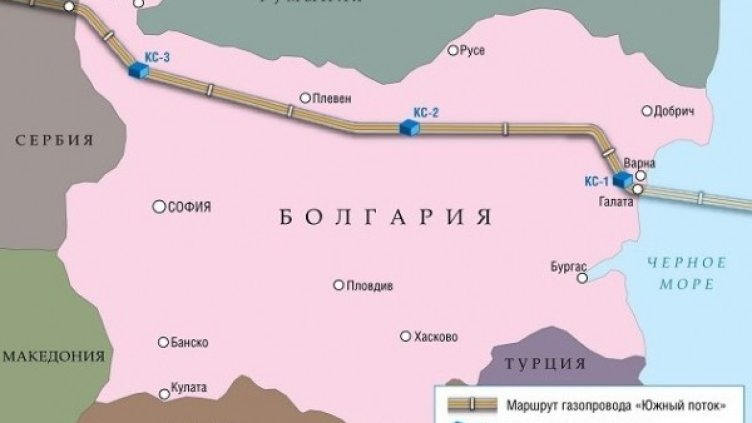 Трасето на "Южен поток" в България. Източник: Газпром