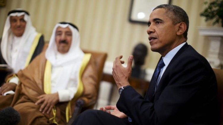 Обама на срещата си в Белия дом с емира на Кувейт. Снимка: Reuters