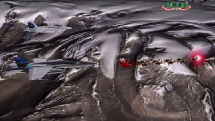 Шейна на Дядо Коледа, "ескортирана" от двойка изтребители за достоверност. Снимка: Ройтерс