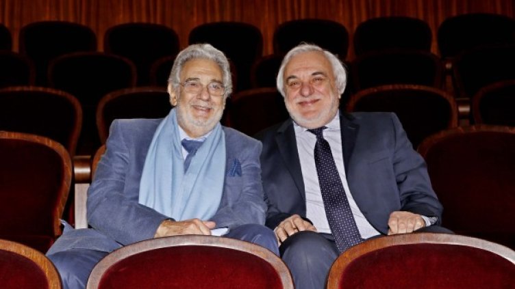 Пласидо Доминго с Пламен Карталов. Снимка: Софийска опера и балет