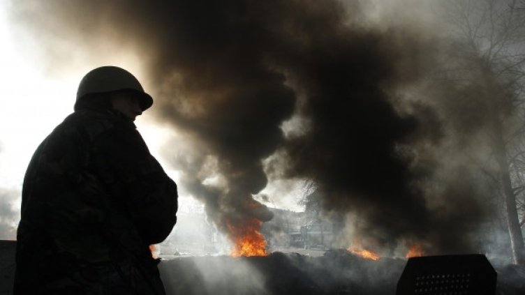 Барикадите в Киев. Снимка: Ройтерс