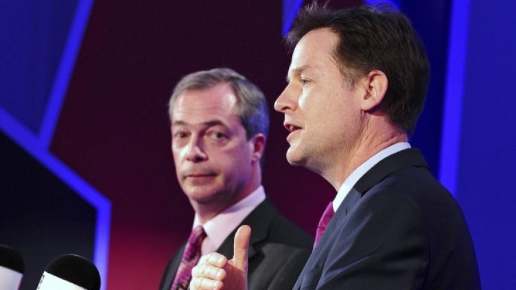 Найджъл Фараж и Ник Клег. Снимка: Reuters