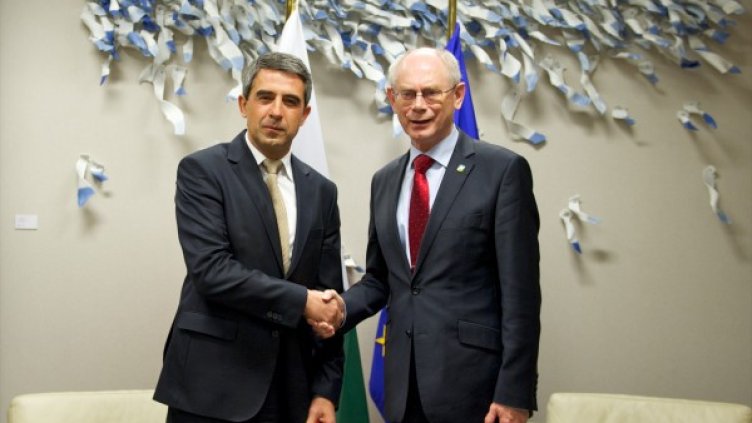 Росен Плевнелиев и Херман ван Ромпой по време на тяхната среща. Снимка: БТА