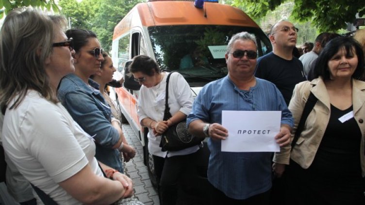 Протестът на лекарите от Спешна помощ. Снимка: БТА